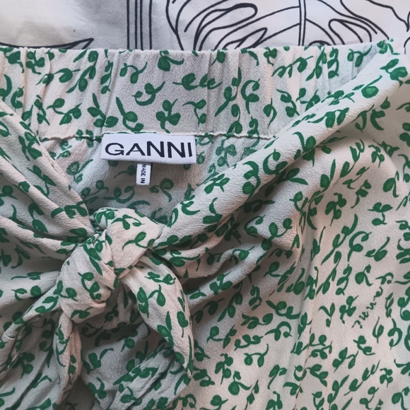 GANNI Green Floral Maxi/Midi Split Skirt - Picture 3 of 5